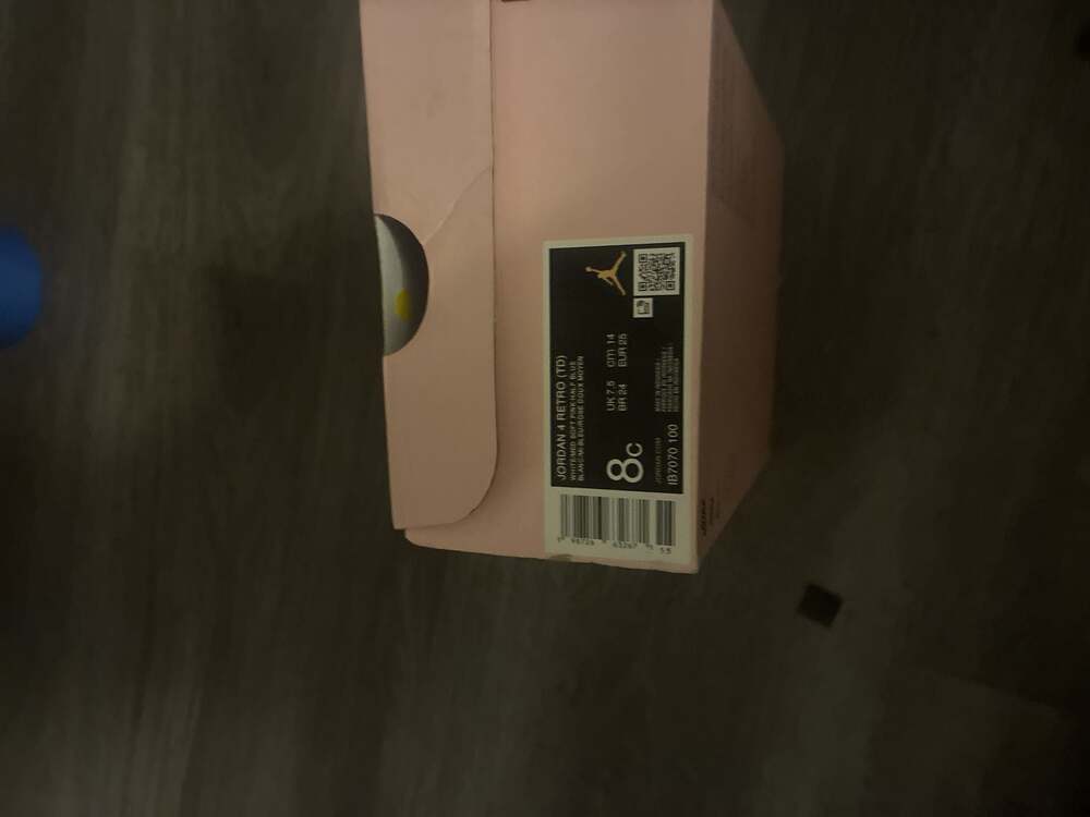 Jordan 4 Retro TD White/Med Soft Pink-Half Blue Size 8c - Picture 3 of 3